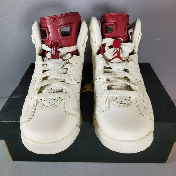 Nike Air Jordan 6 Retro OG GS Off-White Maroon Size 4Y 836342-115 Cream 2015 - Picture 5 of 8